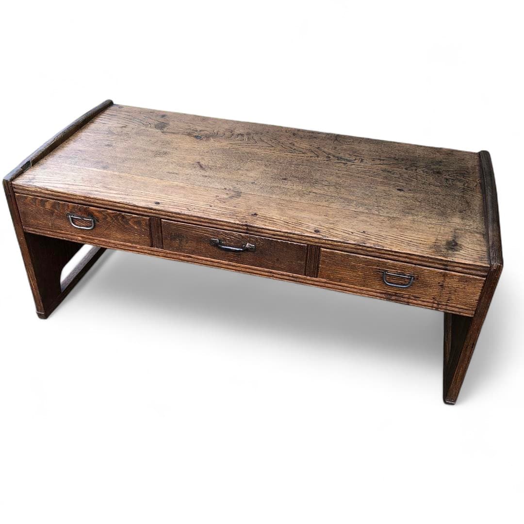 Vintage oak Japanese coffee table low writing desk