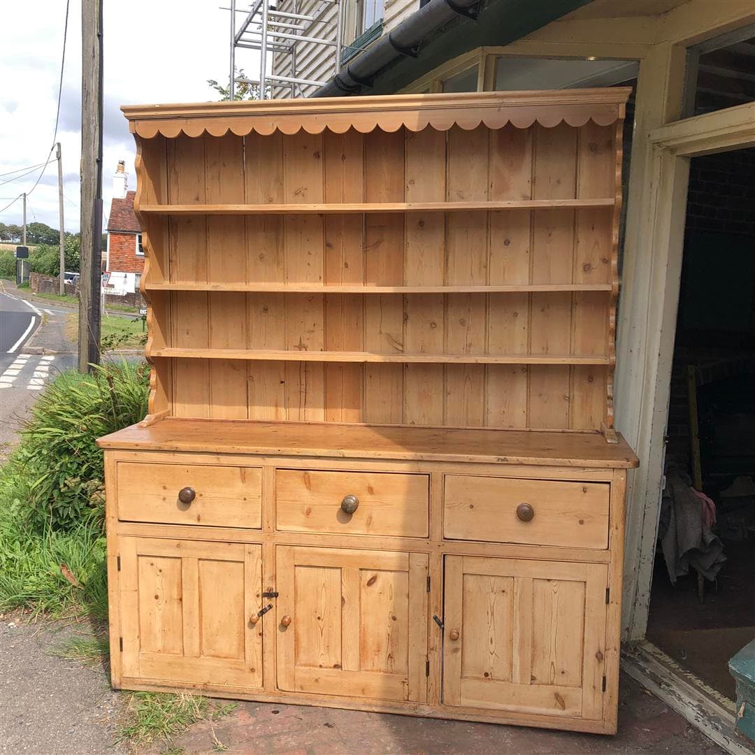 Large antique pine country kitchen welsh dresser 1900s