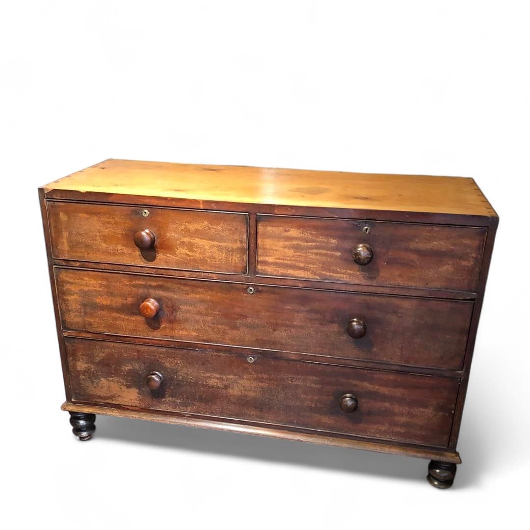 Large antique mahogany and pine chest of drawers 1890s