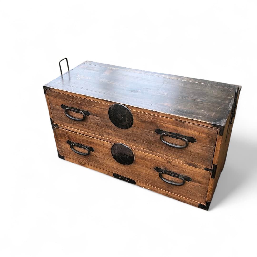 Vintage Japanese lowboy tansu chest of drawers
