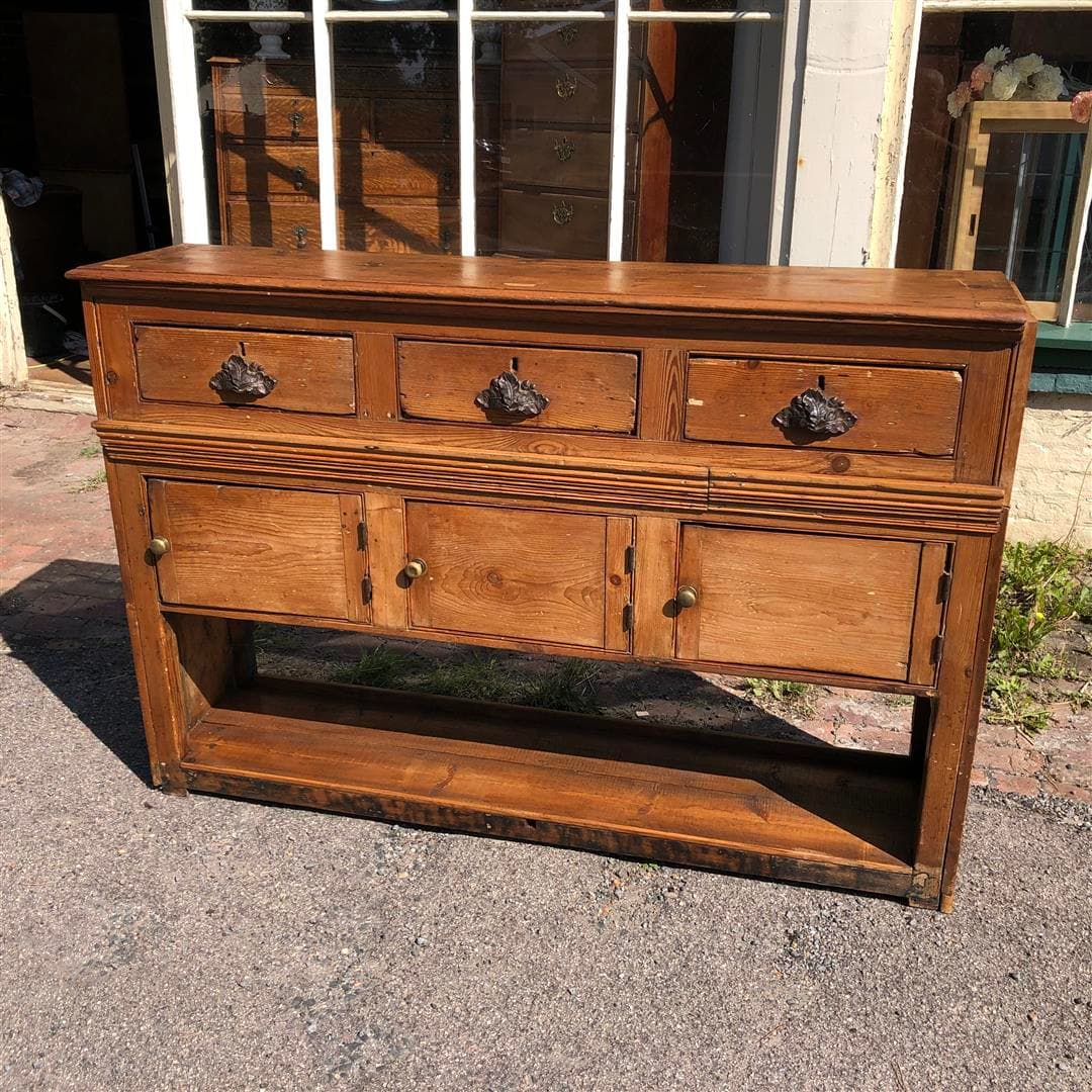 Antique rustic pine tall dresser base 