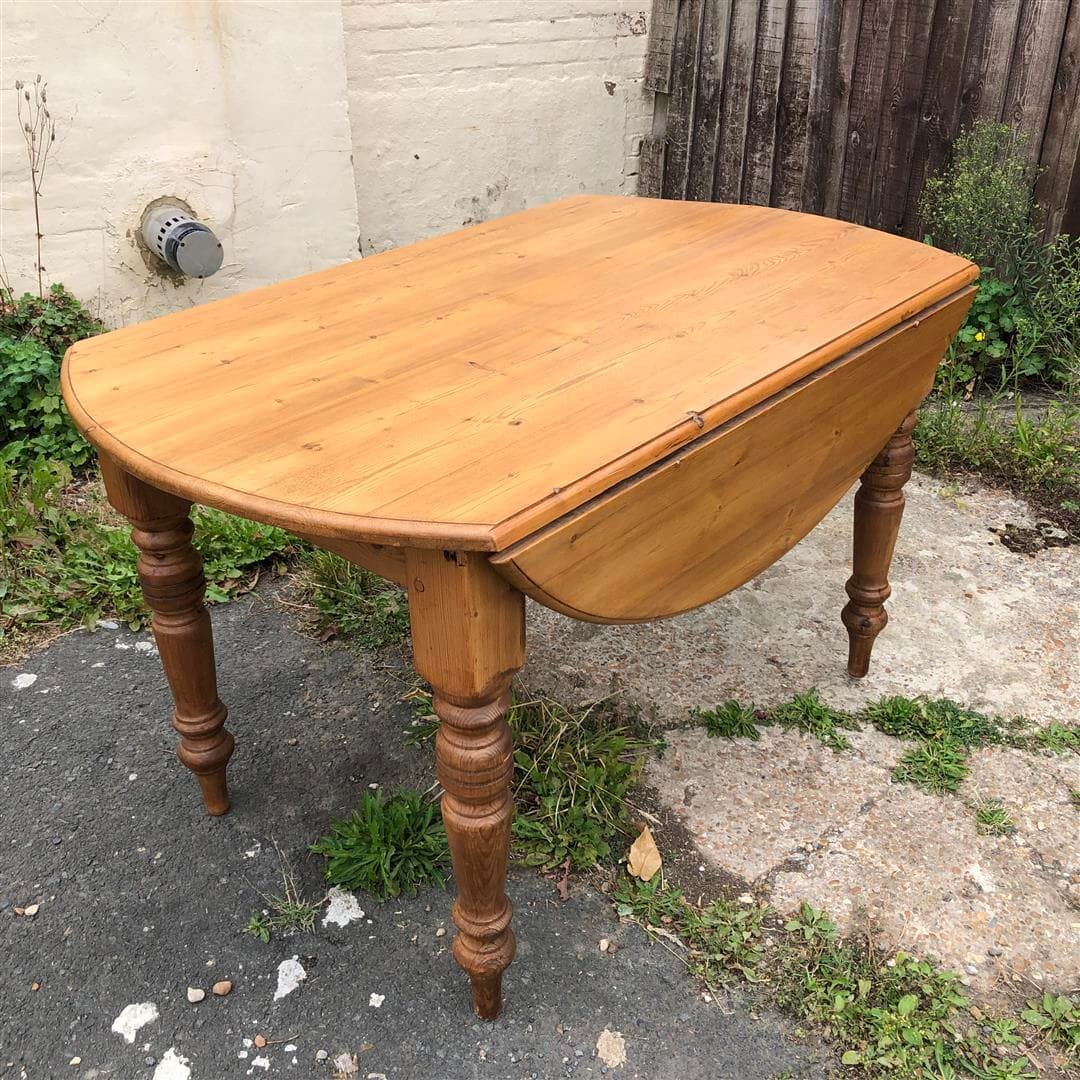 Round pine drop leaf kitchen dining table